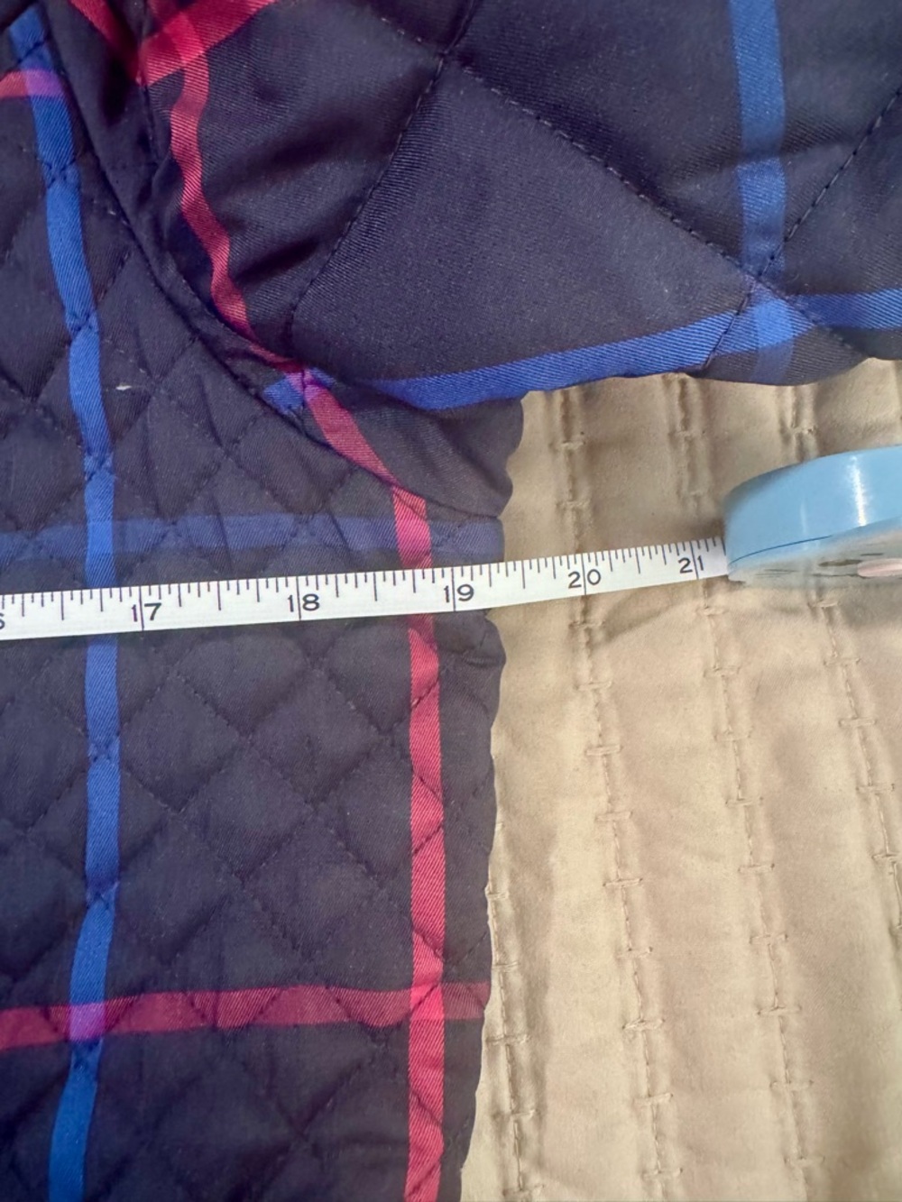 Joules Quilted Jacket US 8 Navy Check Corduroy Trim Equestrian Barn Coat - Picture 10 of 12
